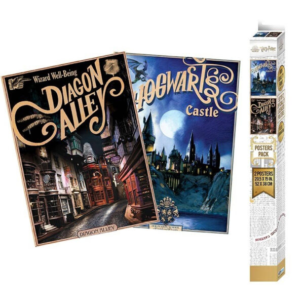 Set de 2 posters Diagon Alley + Poudlard