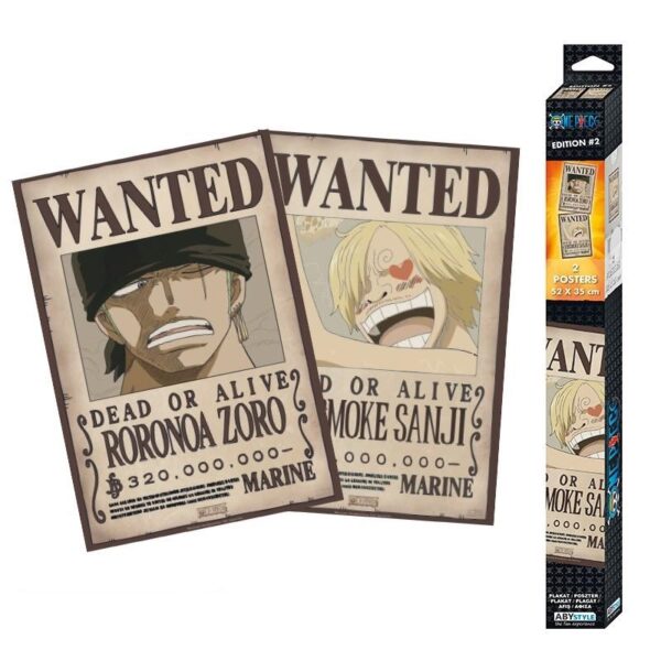 ONE PIECE - Set 2 Chibi Posters - Wanted Zoro & Sanji (52x38)