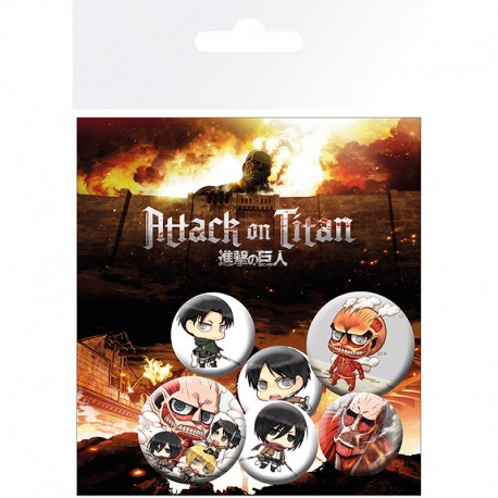 ATTACK ON TITAN - Pack de Badges - Personnages Chibi