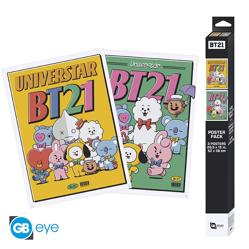 BT21 - Set 2 Chibi Posters - BT21 Vintage Univertar 2 (52x38)