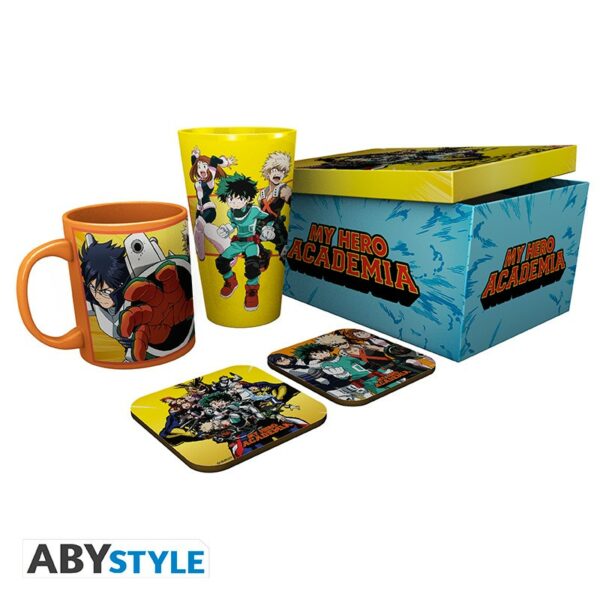 MY HERO ACADEMIA - Pck Verre XXL + Mug + 2 Coasters "Héros"*