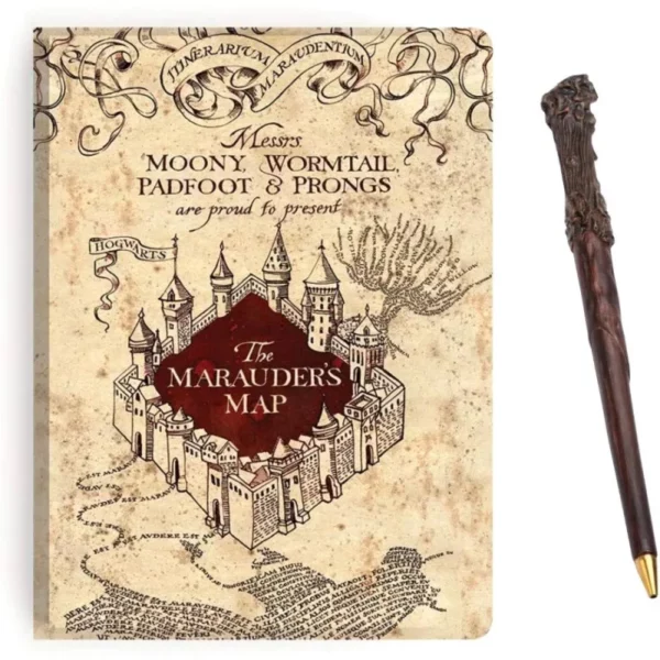 HARRY POTTER - Notebook A5 Premium - Marauder Map + Wand Pen Set