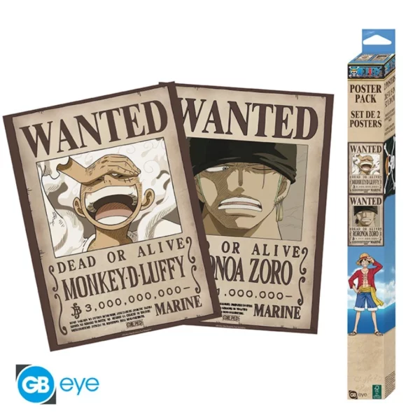 ONE PIECE - Set 2 Posters Chibi 52x38 - Wanted Luffy & Zoro