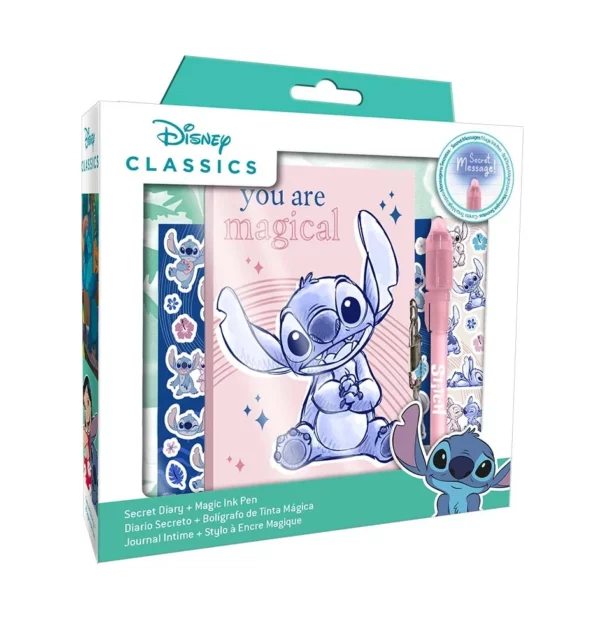 STITCH - Pack Journal Intime + Stylo-Bille Magique + Stickers