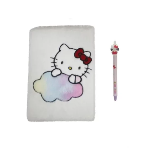 HELLO KITTY - Pack Notebook Fourrure A5 + Stylo-Bille