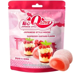 Mochi traditionnel à la crème anglaise aux framboises QLove, 120 g