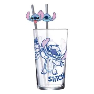 STITCH - Pack Verre XXL Premium 480ml + 2 Pailles en Métal